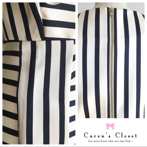 NWOT Top Shop Navy & Cream Satin Stripe Mini Dress - Picture 8 of 8